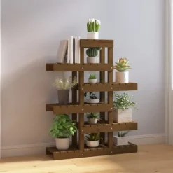 Växtställ honungsbrunt 85x25x109,5 cm massiv furu