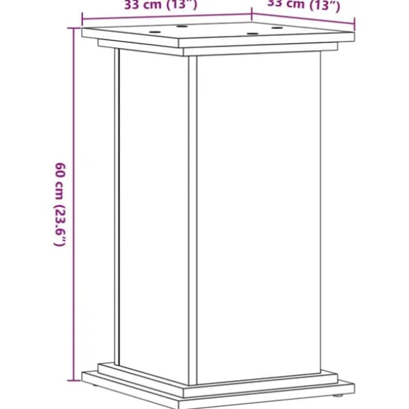 Växtställ i betonggrå färg - Stabilt och modernt designat i konstruerat trä | Storlek: 33x33x60 cm