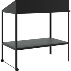 Växtställ i galvaniserat stål - Robusta två-nivåer med hjul | Färg: Antracit | Storlek: 100x54,5x100 cm