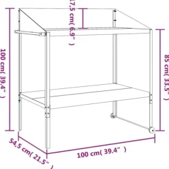 Växtställ i galvaniserat stål - Robusta två-nivåer med hjul | Färg: Antracit | Storlek: 100x54,5x100 cm