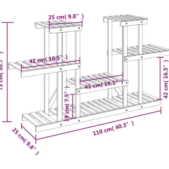 Växtställ i granträ - Hållbart och elegant för växter | Storlek: 110x25x73 cm | Färg: Naturlig träfinish