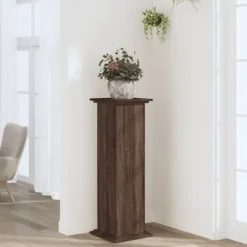 Växtställ i konstruerat trä - Tidlös design | Färg: Brun ek | Storlek: 33x33x100 cm