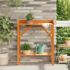 Växtställ i massivt akaciaträ - Stilrent och hållbart | Storlek: 75x40x90 cm | Färg: Naturlig träfärg