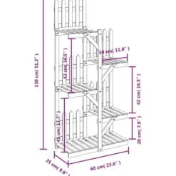Växtställ i massivt granträ - Slitstarkt och elegant design | Storlek: 60x25x130 cm