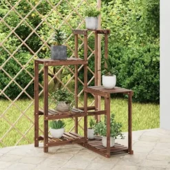 Växtställ i massivt granträ - För dekorativa växter och föremål | Storlek: 62,5x61,5x101,5 cm