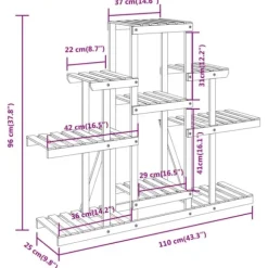 Växtställ i massivt granträ – Perfekt för dekoration | Storlek: 110x25x96 cm