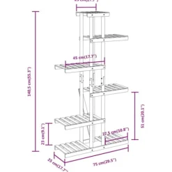 Växtställ i massivt granträ - Hållbart och elegant | Storlek: 75x25x140,5 cm