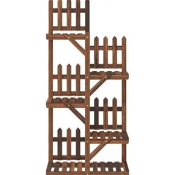 Växtställ i massivt granträ - Hållbart och elegant design | Storlek: 60x25x130 cm | Färg: Naturlig träfärg