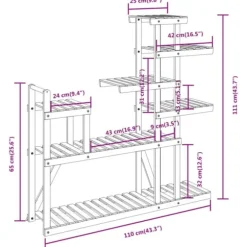 Växtställ i massivt granträ - Elegant och robust | Storlek: 110x25x111 cm