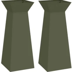 Växtställ i Olivgrön Metall - Fyrkantigt Design | Storlek: 40x40x101 cm