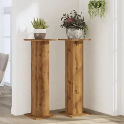 Växtställ i 2-pack - Stabilt konstruerat trä | Storlek: 30x30x95 cm | Färg: Ek