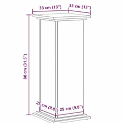 Växtställ i Svart Ek - Elegant Trä för Inomhus & Utomhus | Storlek: 33x33x80 cm