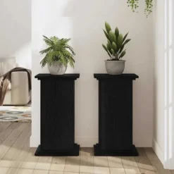 Växtställ i svart ek - Stilhöjare för växter | Färg: Svart | Storlek: 33x33x60 cm