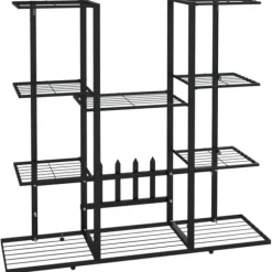 Växtställ i svart järn - Hållbar och stabil hylla för växter | Storlek: 94,5x25x89 cm