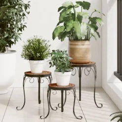 Växtställ i terrakotta - Mosaikdesign för trädgård och balkong | Antal: 3 st | Färg: Terrakotta