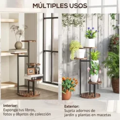 Växtställ i trä - Blomhylla 5 nivåer - 43x43x70 cm - Karboniserat trä - Fristående