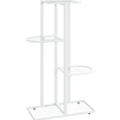 Växtställ med 4 hyllor 43x22x76 cm vit metall