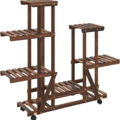 Växtställ med hjul 95x25x101 cm massiv furu