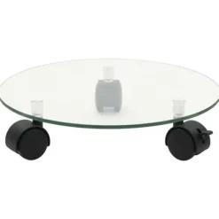 Växtställ på hjul - 2 st härdat glas, 28 cm rund | Färg: Transparent | Storlek: 28 cm