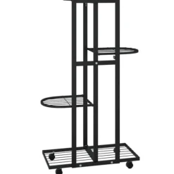 Växtställ på hjul 4 hyllor 44x23x80 cm svart järn - Blomställ - Växtställ - Home & Living