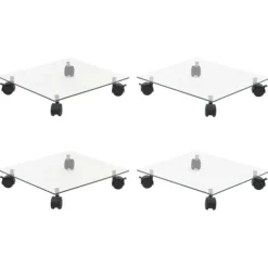 Växtställ på hjul 4 st 35x35 cm härdat glas kvadratisk