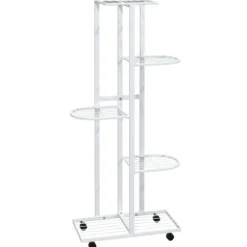 Växtställ på hjul med 5 hyllor - Järnhylla | Färg: Svart | Storlek: 44x23x100 cm