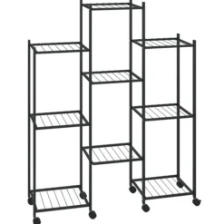 Växtställ på hjul 83x25x103,5 cm svart järn