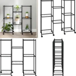 Växtställ på hjul 83x25x83,5 cm svart järn - Blomställ - Växtställ - Home & Living