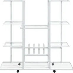 Växtställ på hjul 94,5x24,5x91,5 cm vit järn