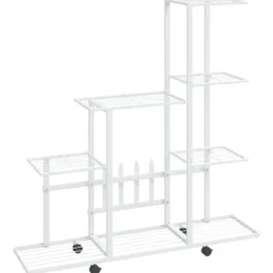 Växtställ på hjul 94,5x25x92,5 cm vit metall
