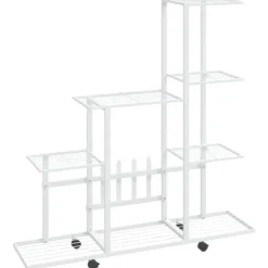 Växtställ på hjul 94,5x25x92,5 cm vit metall