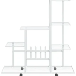 Växtställ på hjul 94,5x25x92,5 cm vit metall