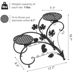 Växtställ 2-pack - Blomhylla - Rostbeständig metall - Fyra våningar - Inne/ute balkong trädgård kontor - Montering - Svart