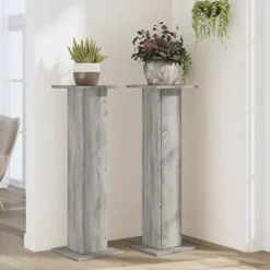 Växtställ 2-pack i grå sonoma - Hållbart konstruerat trä | Storlek: 30x30x95 cm