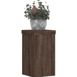 Växtställ 2-pack i konstruerat trä - Stabilt och stilrent | Färg: Brun | Storlek: 10x10x18 cm