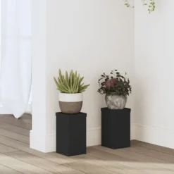 Växtställ 2-pack i konstruerat trä - Stabil och tidlös design | Färg: Svart | Storlek: 10x10x18 cm
