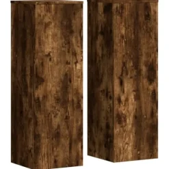 Växtställ 2-pack rökfärgad ek | Storlek: 33x33x100 cm | Konstruerat trä