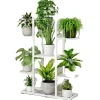 Växtställning, 7 hyllor, inomhus och utomhus användning,Vit 5 lager