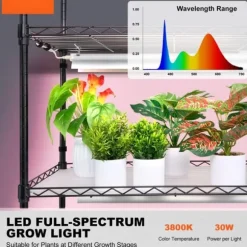 Växtställning med växtlampa 180W, 6 Eters, inomhus växtskåp, justerbar ljusstyrka, modern design för inomhusplantering