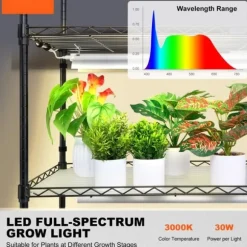 Växtställning med växtlampor 180W, justerbar höjd, energieffektiv belysning, 59,1 cm hög, perfekt för inomhusodling och snabb tillväxt