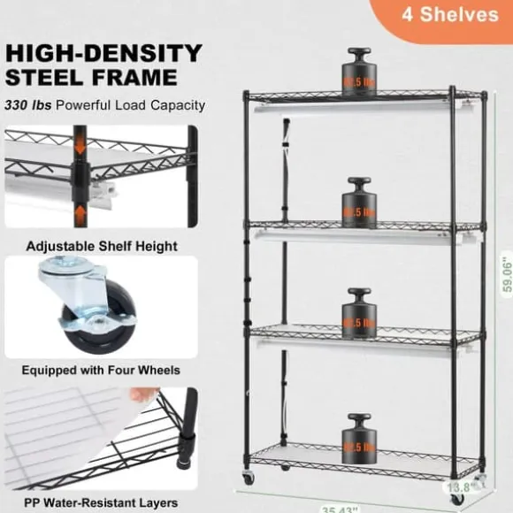Växtställning med växtlampor 180W, justerbar höjd, energieffektiv belysning, 59,1 cm hög, perfekt för inomhusodling och snabb tillväxt