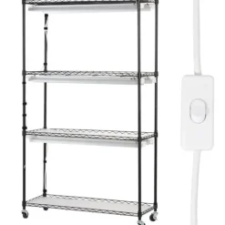 Växtställning med växtlampor 180W, justerbar höjd, energieffektiv belysning, 59,1 cm hög, perfekt för inomhusodling och snabb tillväxt