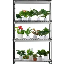 Växtställning med växtlampor 180W, justerbar höjd, energieffektiv belysning, 59,1 cm hög, perfekt för inomhusodling och snabb tillväxt