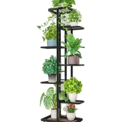 Växtställning, 7-nivådesign, Lämplig för inomhus- och utomhusbruk,Mörkgrå