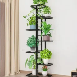 Växtställning, 7-nivådesign, Lämplig för inomhus- och utomhusbruk,Mörkgrå