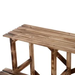 Växttrappa blomhylla 3 steg granträ 80 x 80 x 78 cm för trädgård/balkong/terrass