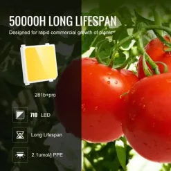 300W kvantbräda LED odlingsväxtljus, fullspektrum, låg energiförbrukning/värme/ljud, för alla tillväxtstadier, enkel installation/justering