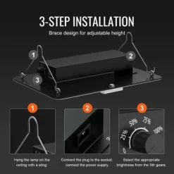 300W kvantbräda LED odlingsväxtljus, fullspektrum, låg energiförbrukning/värme/ljud, för alla tillväxtstadier, enkel installation/justering