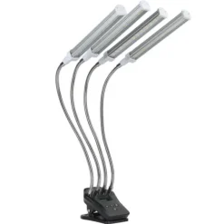 96W LED Grow Lamp LCD Display 4 Head 360° Justerbar Silver Plant Grow Light för växthus 100‑240VUK Plugg