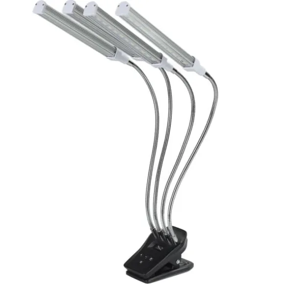 96W LED Grow Lamp LCD Display 4 Head 360° Justerbar Silver Plant Grow Light för växthus 100‑240VUK Plugg